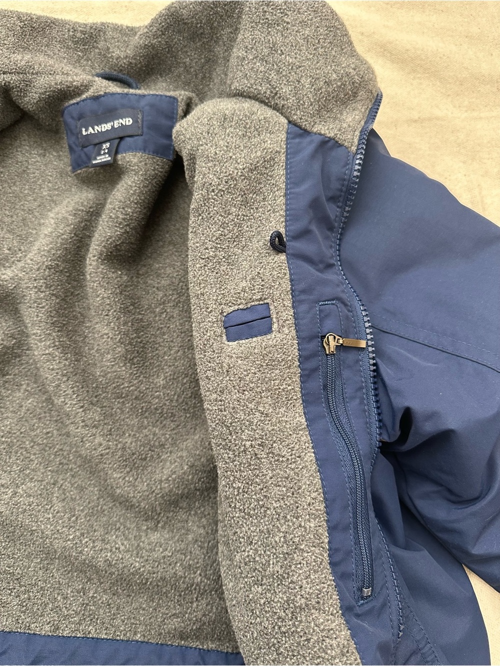 Lands' End Blue Squall Jacket Hooded Thermacheck Fleece Lined Parka XS 2-4 - Picture 14 of 15